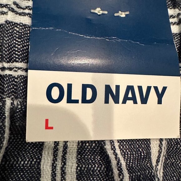 OLD NAVY WOMENS BLUE STRIPE WIDE LEG LINEN PANTS LARGE NEW - Picture 8 of 9
